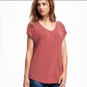 NWT Old Navy Sandwashed Cocoon Tee XXL Red Spice